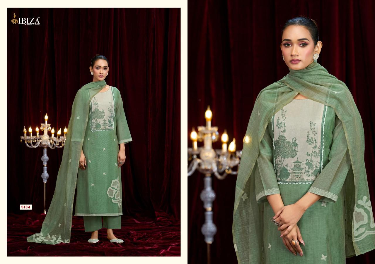 Ibiza kriti lilen cotton dress material wholesale singles surat